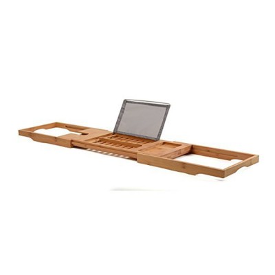 Luxury Slim Bamboo Bath bridge Bathtub caddy tray with extending sides rack